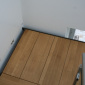 Treppe, Kombination aus Holz Metall und Glas