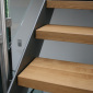 Treppe, Kombination aus Holz Metall und Glas