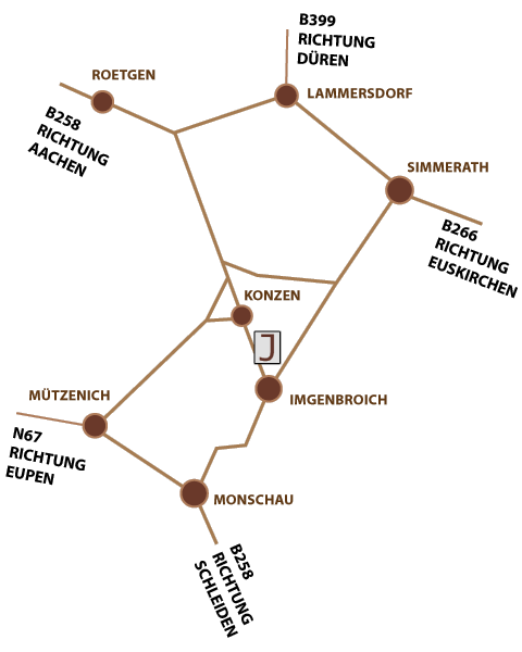 Tischlerei Jan Fassbender, Anfahrt nach Monschau / Imgenbroich
